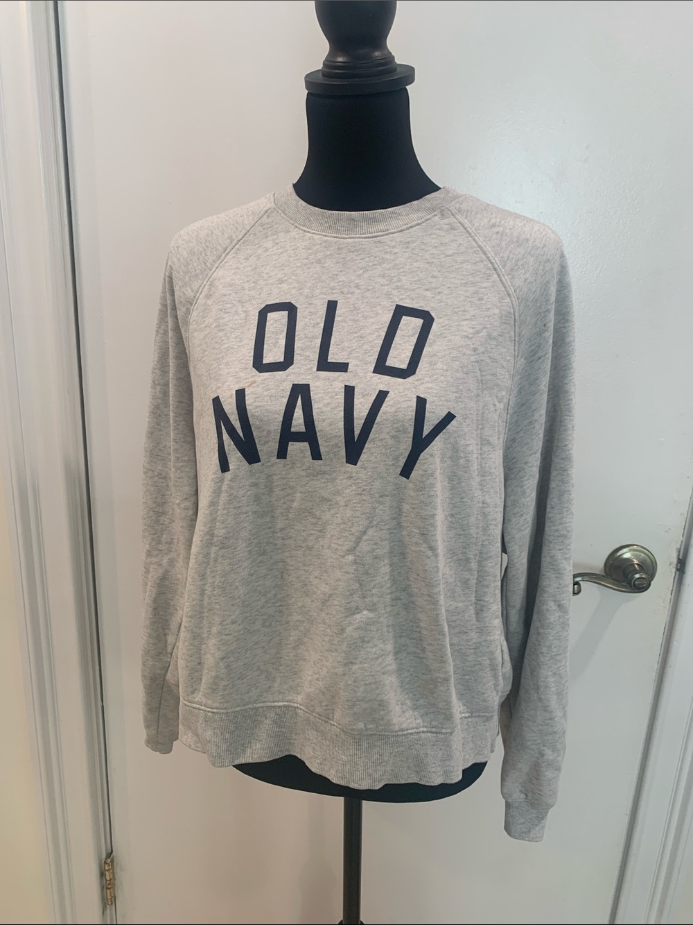 2/$5 Old Navy Light Gray Crewneck Sweatshirt with Navy Logo